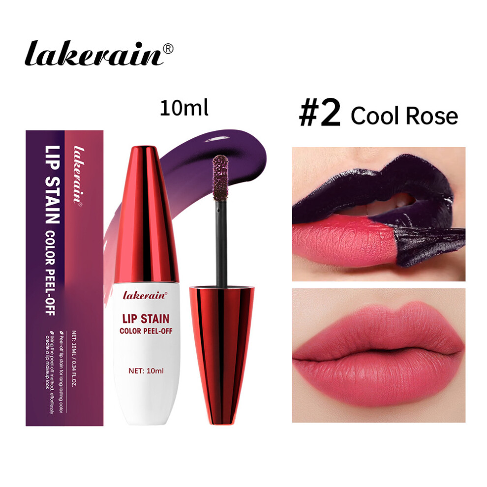 (#2 Cool Rose) NEW Lakerain Peel-Off Lip Stain Long Lasting Waterproof Tattoo Lip Tint Transfer Smudge Proof 10ml