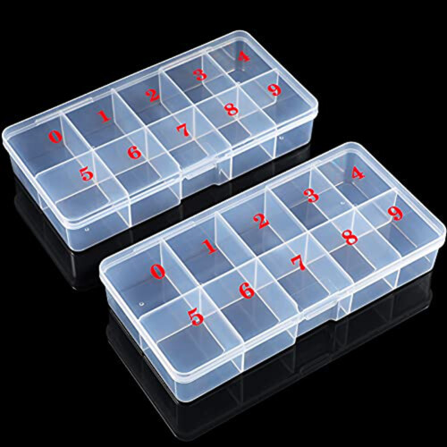 Nail Tip Box Empty Nail Tips Organizer Storage Fingernail Box Spaces Storage Case Container Nail Box Grid Box 2