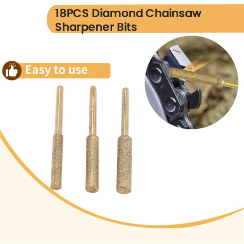 18PCS Diamond Chainsaw Sharpener Bits, Diamond Stone Chain Saw Chainsaw Sharpener for Polishing Chain Grinding Tool 2