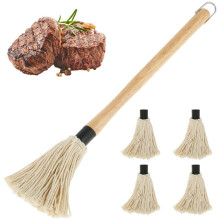 1 Juego de Fregona Barbacoa 18,3 Pulgadas,Cepillo para Fregona Barbacoa,Cepillo para Parrilla,Cepillo para Parrilla con Manejar Largo Madera para