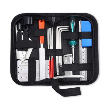 Gitarren-Reparatur-Werkzeugsatz, Saitenwechselwerkzeug, SchraubenschlüSsel, Schleiffeile, Messlineal, Stringer, Nivellierlineal, 25 in 1