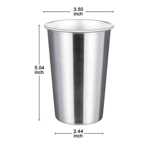 Premium Stainless Steel Cups 16 Oz Pint Cup Tumbler (24 Pack) - Stackable Durable Cup