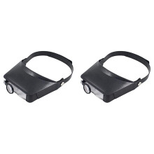 2pcs Slimline Headband Magnifier with 6 Lenses,Assisted Repair of -Mounted Reading Magnifying Glass 1.5X/3X/9.5X/11X