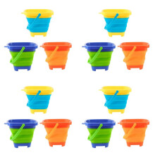 12PCS Foldable Bucket Foldable Pail Bucket Sand Buckets Silicone Collapsible Bucket for Kids Beach Camping 2L