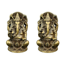 2X Lord Ganesha EstáTua Budista Elefante Deus Esculturas Ganesha Estatuetas Bronze Jardim Casa Buda DecoraçãO Modelo Presente