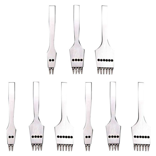 9Pcs 4mm Leather  Round Hole Leather Puncher Detachable Seam Punching Chisel Tool/Set