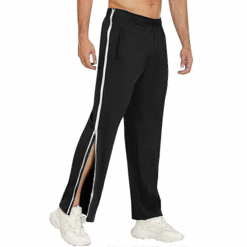 (black, M) Pantaloni da jogging, cargo e da basket da uomo con cerniera laterale