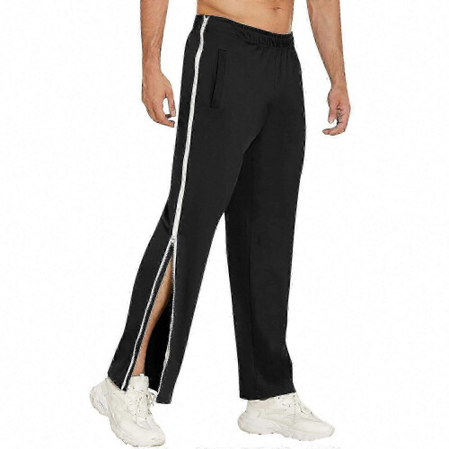 (black, XL) Pantaloni da jogging, cargo e da basket da uomo con cerniera laterale
