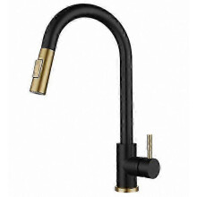 (black gold) Kjøkkenkran med berøringssensor, 360 roterende kjøkkenkran i rustfritt stål med avtakbar gullsensor, moderne kran med sensor