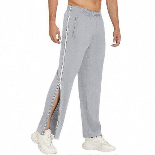 (light gray, M) Pantaloni da jogging, cargo e da basket da uomo con cerniera laterale