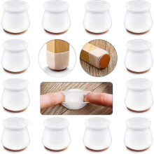 (White, 12PCS) Silikonbenskydd med filt för trägolv, 24 st