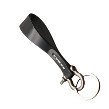 Genuine Leather Keychain Universal Key-Black silver buckle