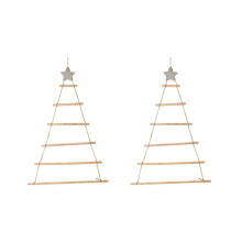 2X DIY Wooden Christmas Tree Wooden Wall Hanging Christmas Tree New Year Decoration for Home Ornaments Wood Color