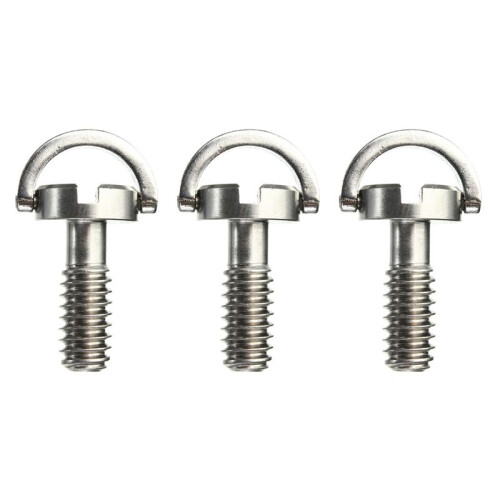 3X Long 1/4 inch D-Ring Screw Stainless Steel for Camera Tripod Quick Release Plate Silver