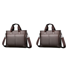 2X LINGZHIDAISHU VarumäRke Business HerrportföLj HöGkvalitativ HandväSka LäDer LaptopväSka för MäN Messenger-VäSka Herr Brun