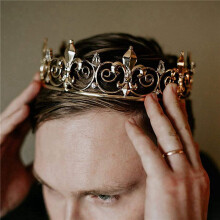 6X Royal King Crown för MäN - Metallprinskronor och Tiaror, Helrunda FöDelsedagsfesthattar, Medeltida TillbehöR (Guld)