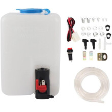 Universele ruitenwassersset, 12V reinigingspomp, ruitenwisservloeistofreservoir van 1,8 liter