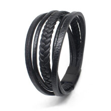 Bracciale da uomo in pelle italiana intrecciata ZB0350