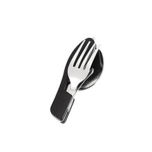 (Black) 3-in-1 Outdoor Camping Folding Cutlery, Multifunctional Stainless Steel, Perfect for Picnics, Hiking & More