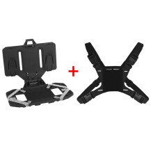 (Black) Tactical Cell Phone Holder Carrier Phone Mount w/H Harness Strap Shoulder Harness for Screen Size 4.7"-6.7"