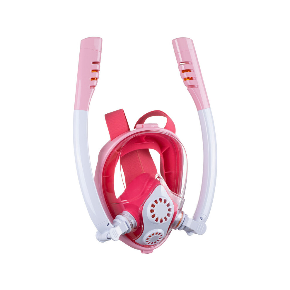Pink (Pink) Underwater Scuba Anti-Fog Full Face Swimming Diving Mask Snorkel Double Breath Tubes For Child