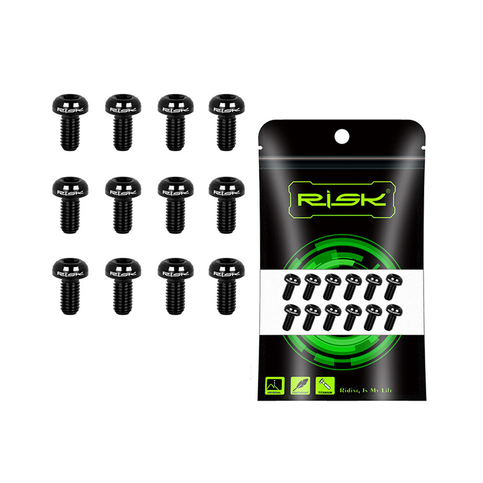 (Black) 12Pcs Mtb Road Disc Brake Rotor T25 Screw M5x10mm Bolts Cycle Part Titanium 110691546227