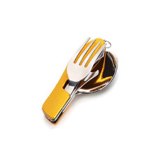 (Orange) 3-in-1 Outdoor Camping Folding Cutlery, Multifunctional Stainless Steel, Perfect for Picnics, Hiking & More
