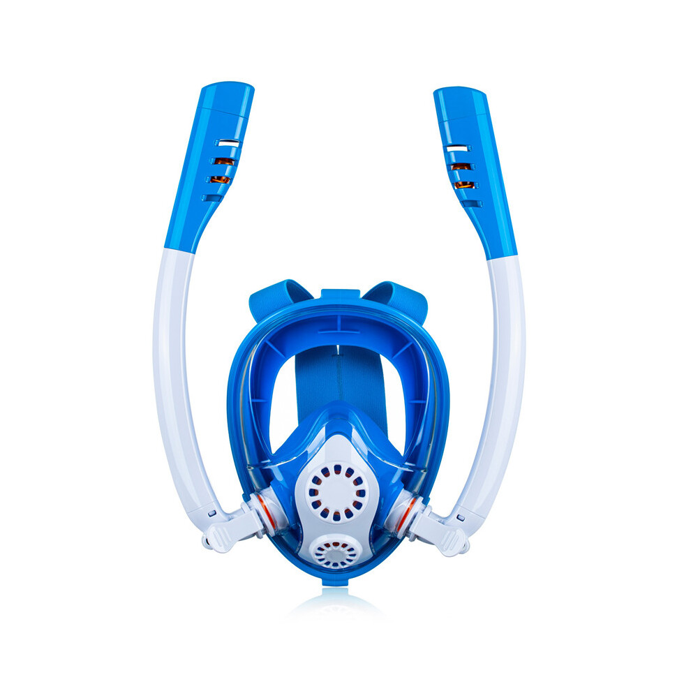 Blue (Blue) Underwater Scuba Anti-Fog Full Face Swimming Diving Mask Snorkel Double Breath Tubes For Child