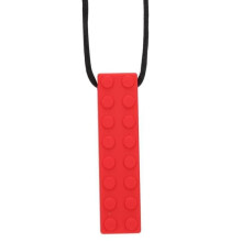 Blocos de silicone para dentição, anel de dentição, colar com pingente, mastigável para bebês (vermelho)