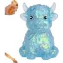 Csillámos Highland Cow Squishy Lassan Emelkedő Stresszoldó Fidget Játék Felnőtteknek Gyerekeknek Kék