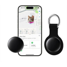Pet Tag – GPS a Bluetooth tracker pre psy a mačky, vodotesný s certifikáciou IP67, funkcia Nájsť moju sieť, kľúčenka v cene, čie
