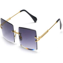 Frameless sunglasses for men and women, ultra-lightweight, trendy square design, UV400 protection, unisex