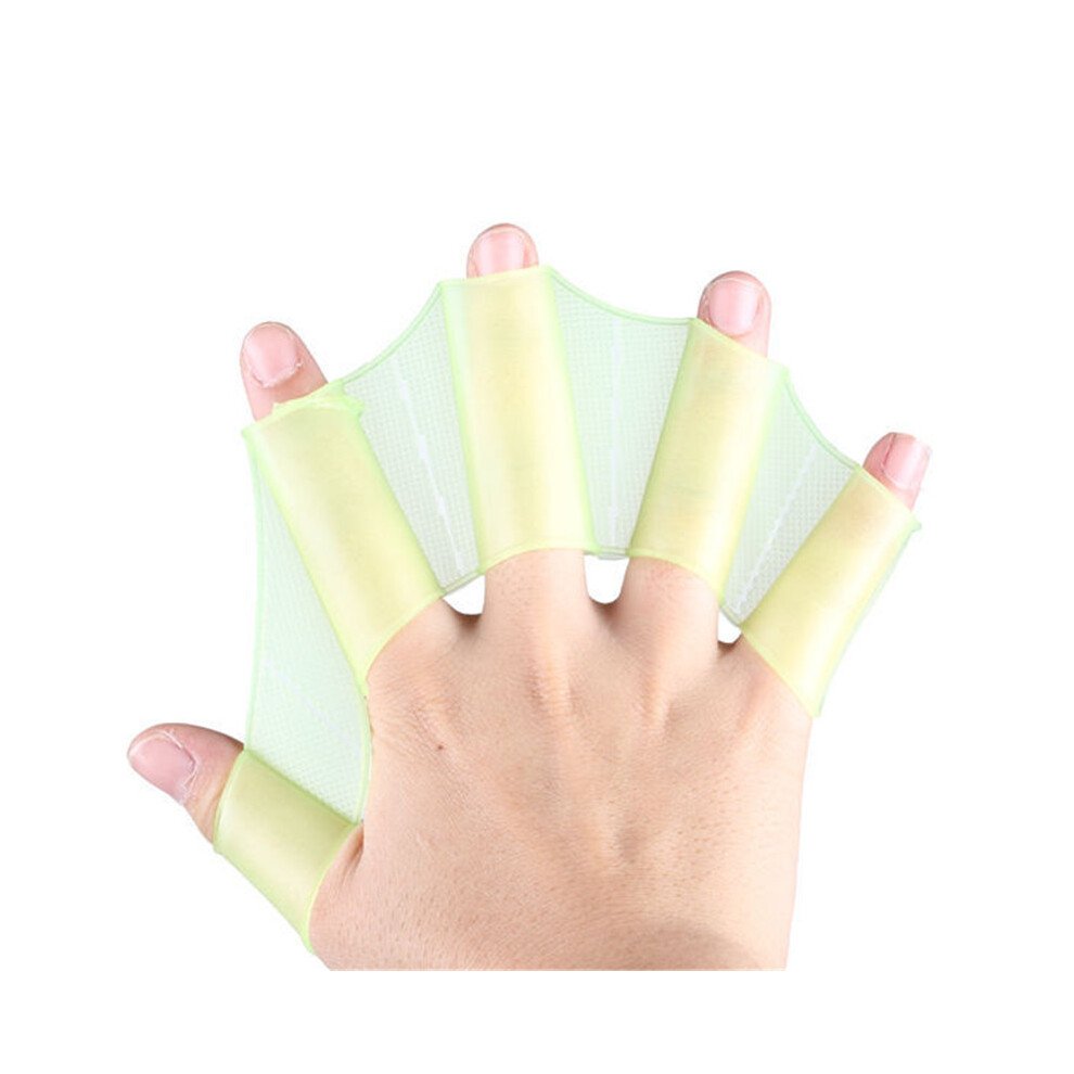 (Green S) 1 Pair Silicone Swim Gear Fins Hand Paddle Web Flippers Training Diving Webbed Gloves For Women Men Kids Swimming Tool 110691535566