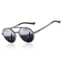 Men's sunglasses, round retro metal frame, fashion black polarized sunglasses for men and women
