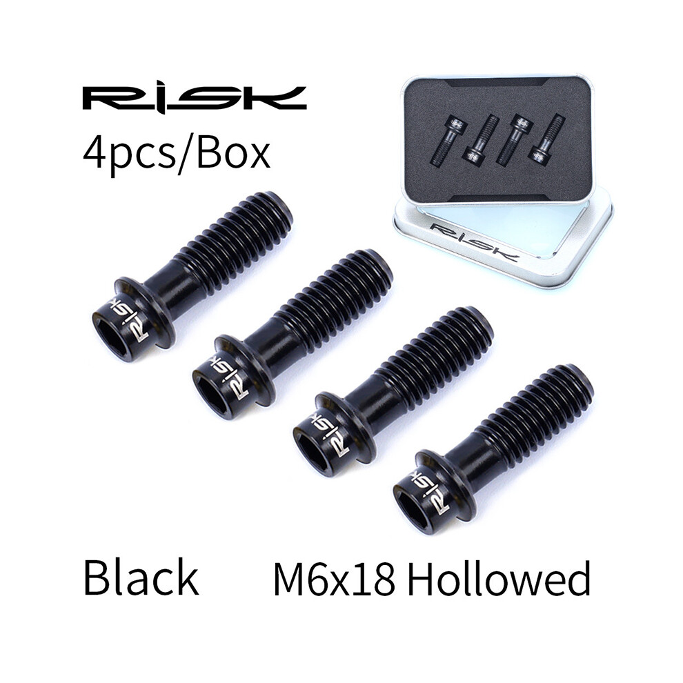 (Black) Risk M6x18mm Titanium Alloy Mountain Bike Disc Brake Fixing Bolts Screws For Mtb Bicycle Black 110691550781