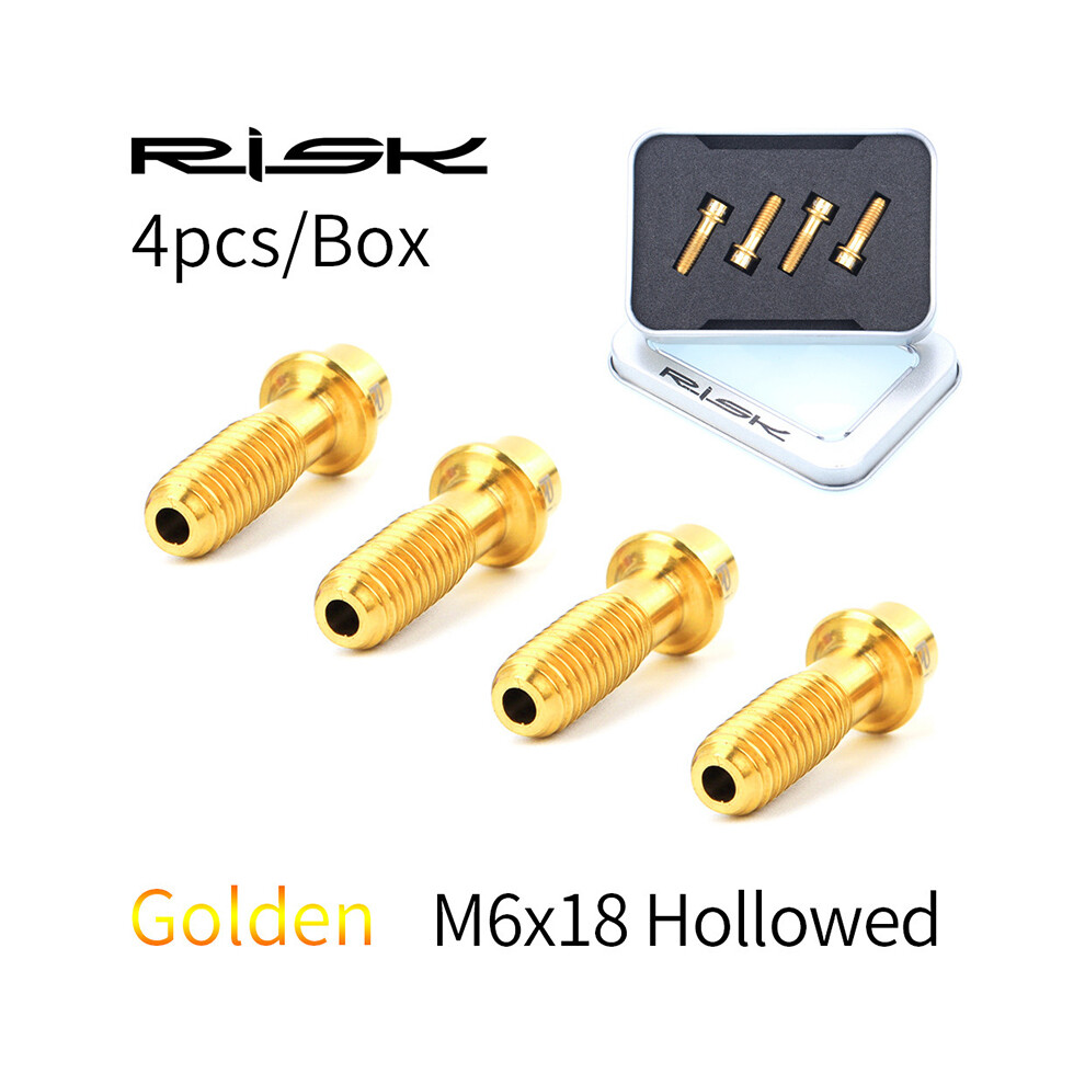 (Gold) Risk M6x18mm Titanium Alloy Mountain Bike Disc Brake Fixing Bolts Screws For Mtb Bicycle Gold 110691550804