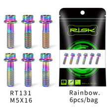 (Color M5*16) 6PCS Handlebar Stem Screws M5*16/18MM Mountain Bike Bolts Titanium Screws