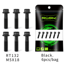 (Black M5*18) 6PCS Handlebar Stem Screws M5*16/18MM Mountain Bike Bolts Titanium Screws