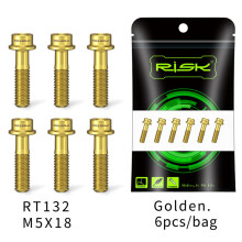 (Gold M5*18) 6PCS Handlebar Stem Screws M5*16/18MM Mountain Bike Bolts Titanium Screws