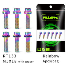 (M5x18 Color) 6PCS Handlebar Stem Screws With Spacer M5*18/20MM Mountain Bike Bolts Titanium