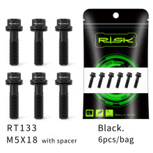 (M5x18 Black) 6PCS M5*18/20MM Titanium Handlebar Stem Screws with Spacer for Mountain Bikes