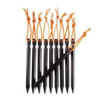 (black) 10PCS Tent Stakes 700I Aluminium Tent Nail Lightweight with Portable Rope