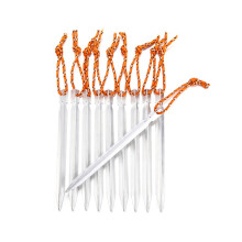 (silver) 10PCS Universal Tent Stakes Pegs 700I Aluminium Alloy Ground Nails with Rope