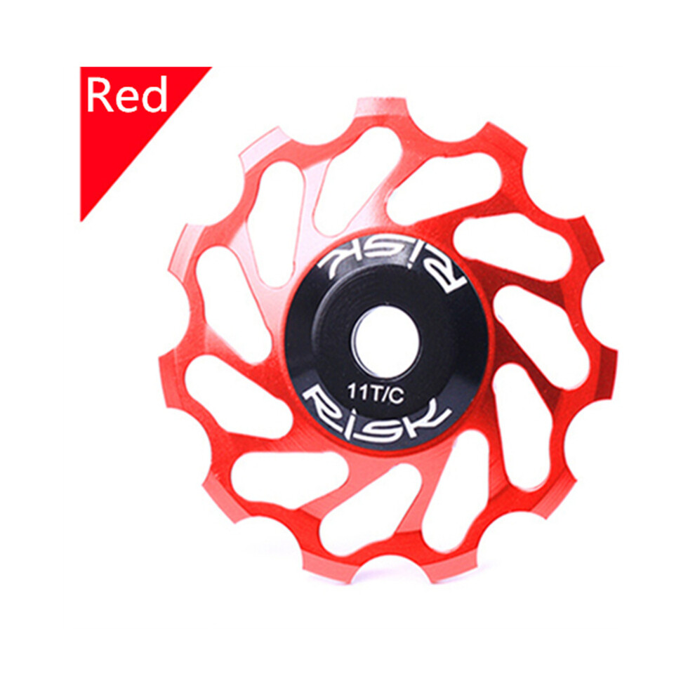 (Red) Cycling Ceramics 11T Ceramic Pulley For Rear Derailleur Guide Red 123643789436