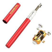 (Red) Portable Fishing Rods Pen Style Fishing Rods Pocket Telescopic Mini Ice Fishing Rods Pocket Rafting Rods Folding Rods with Reel