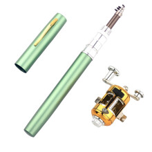 (Green) Portable Fishing Rods Pen Style Fishing Rods Pocket Telescopic Mini Ice Fishing Rods Pocket Rafting Rods Folding Rods with Reel