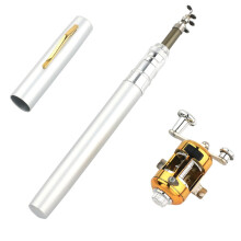 (Silver) Portable Fishing Rods Pen Style Fishing Rods Pocket Telescopic Mini Ice Fishing Rods Pocket Rafting Rods Folding Rods with Reel