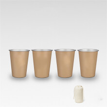 (Yellow) 4PCS Stainless Steel 350ml Camping Cups for Outdoor Travel, Coffee, and Beer