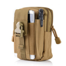 (Khaki) Camouflage Tactical Waist Bag Handbag Cell Phone Bag Running Hanging Bag Outdoor