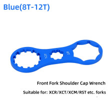 (Blue(8T-12T)) MTB Bike Front Fork Cap Wrench for Air Shocks - XCR, XCT, XCM, RST Compatible Tool